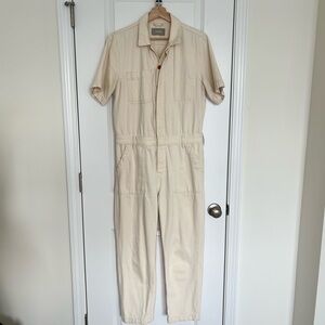 Everlane The Short Sleeve Denim Coverall in Cream